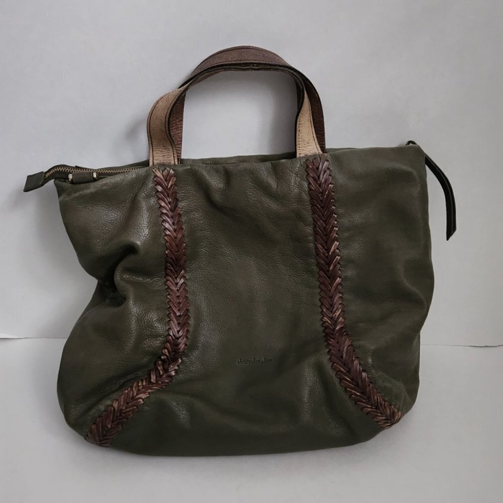 Stylish Olive Green Leather Tote Bag